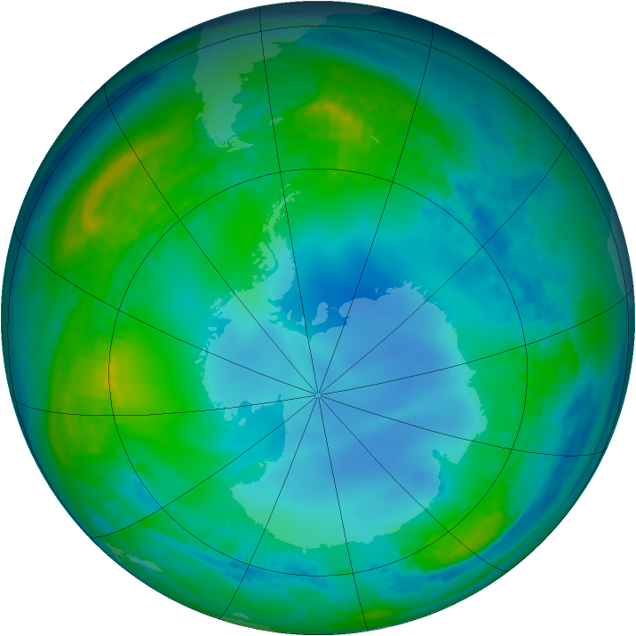 Antarctic ozone map for 03 June 2003
